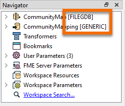 Reader and writer formats in the Navigator